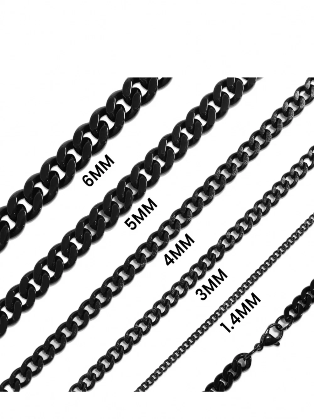 Stainless Steel Black Curb Chain Necklace - unisex
